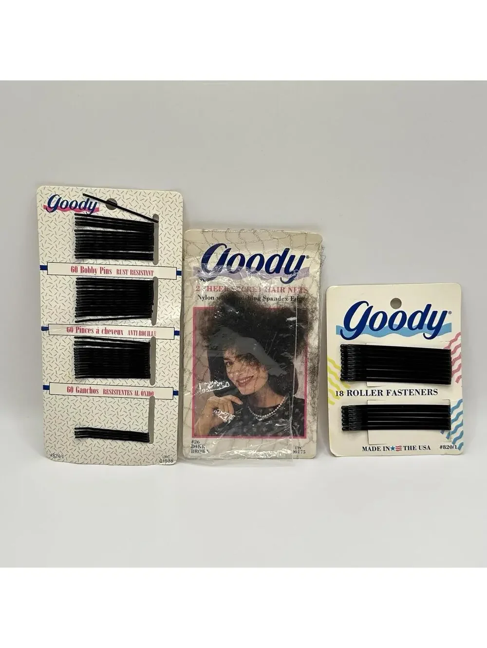 GOODY VINTAGE Dark Brown HAIR NETS CLASSIC Net GERMAN WITH FASTENERS & BOBBY PIN